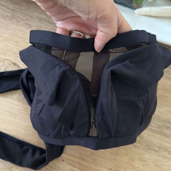 Calzedonia Cobey black Bando swimsuit top bathing suit top with mesh and ruffle - Picture 4 of 5